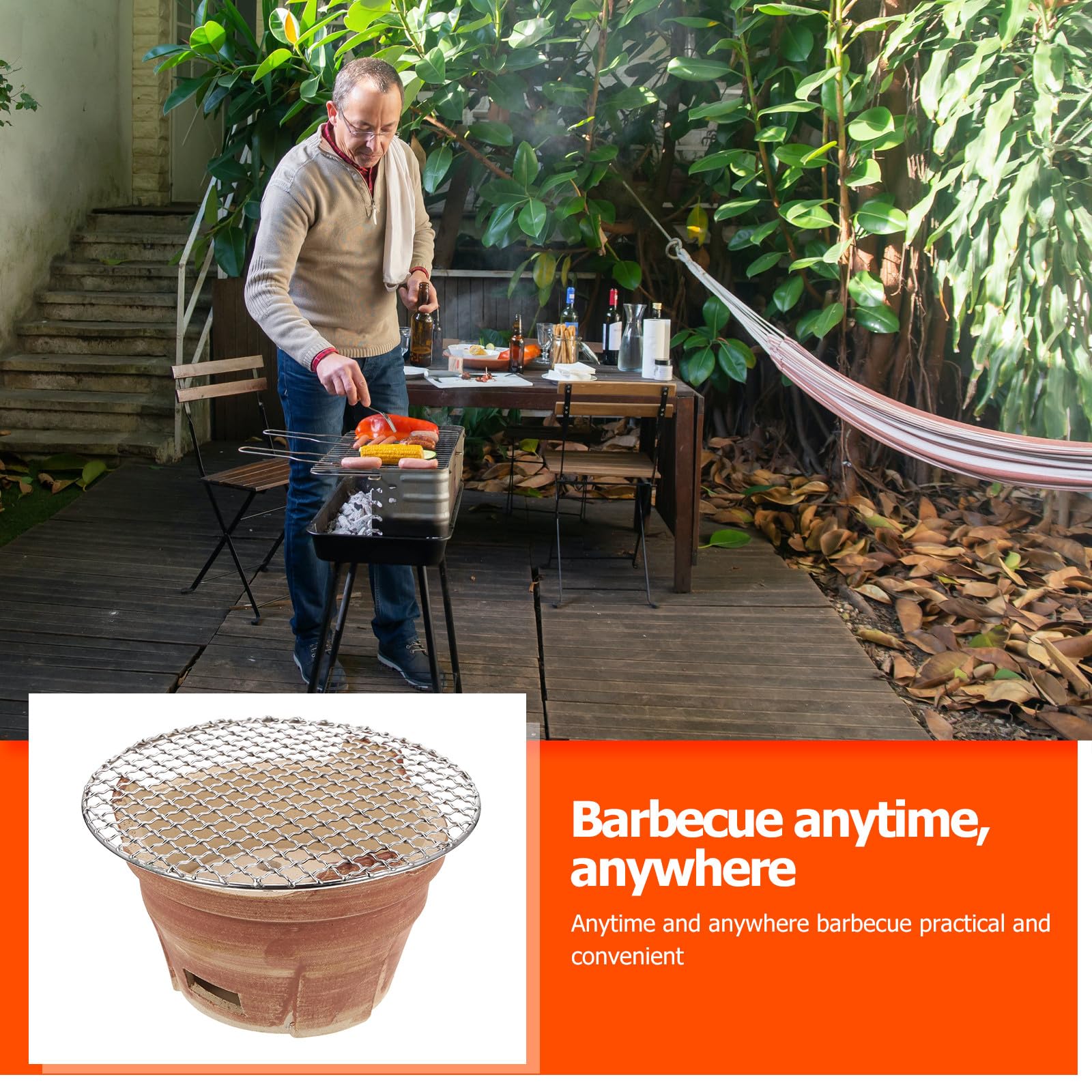 Kompaktowy ceramiczny mini grill z węglem drzewnym o losowym kolorze, idealny na piknik kempingowy i do ogrodu - przenośne narzędzie do gotowania na zewnątrz i sprzęt do grillowania
