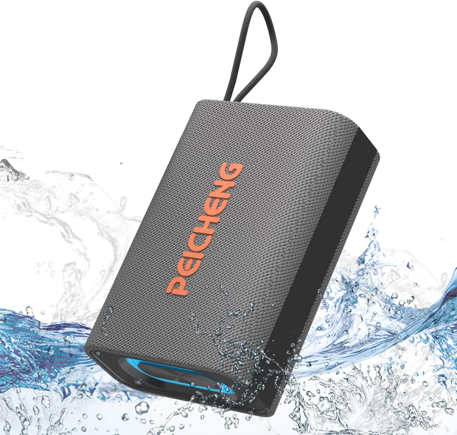 PEICHENG Speaker, Portable Wireless Bluetooth Speakers, Waterproof Loud Stereo Sound with RGB Lights TWS Paire Long Playtime for Home/Party/Outdoor, Electronic Gadgets (1PCS, Gray)