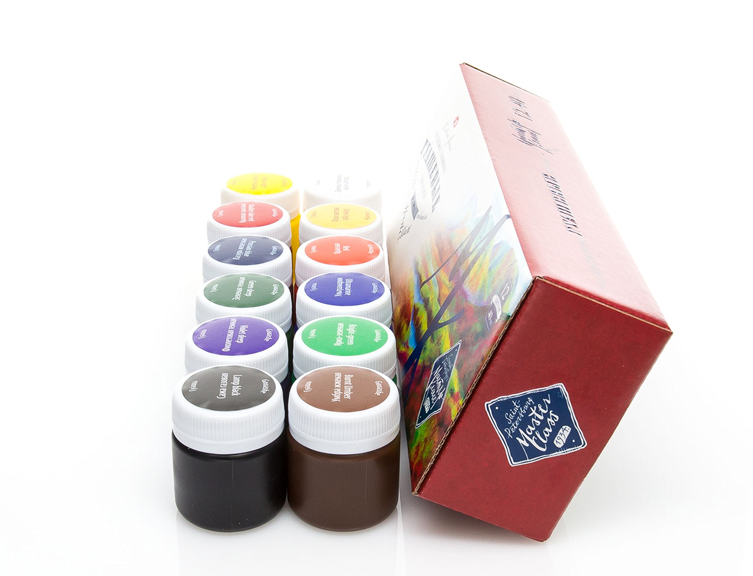 Nevskaya Palitra Profi Gouache Farben Set - 12 x 40 ml Näpfchen - feine Gouache Malerei, Master Class - Hochwertige Farben