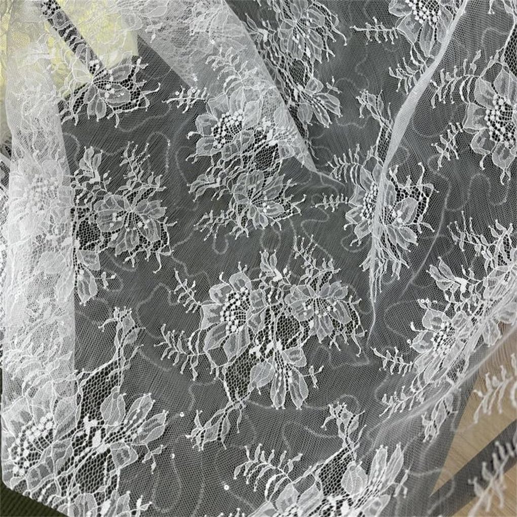 Koronkowa tkanina bawełniana, Projektant ręcznie robionej koronki z cekinami i haftowanej siateczki do sukien ślubnych, szycie na metry(French Lace)