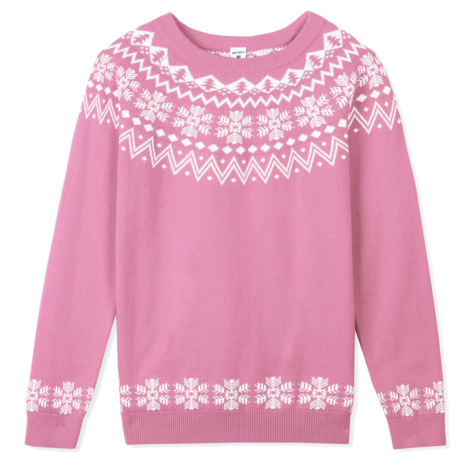 BOBOYOYO Girls Christmas Sweater 100% Cotton Ugly Kids Sweater Cute Fair Isle Knit Winter Pullover for Teen Girl 5-14 Years