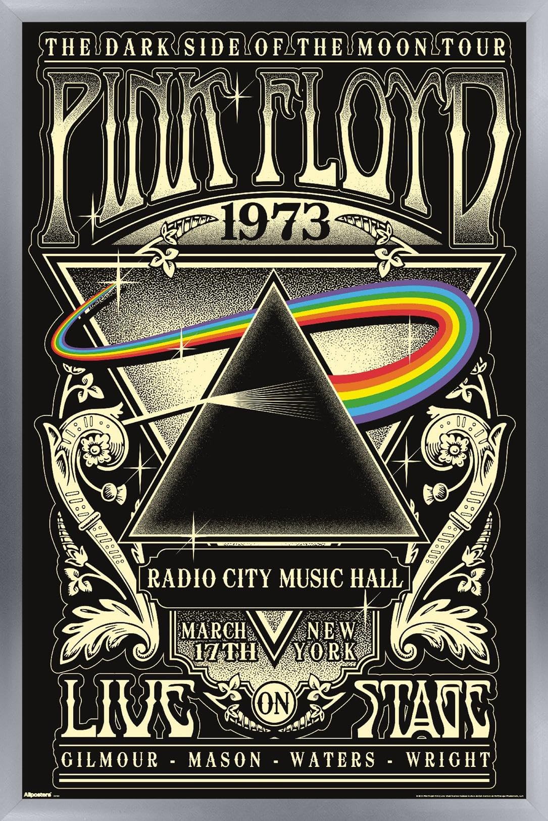 Pink Floyd - The Dark Side Of The Moon Tour 1973 Wall Poster, 34L" x 22.4W", Silver Framed Version