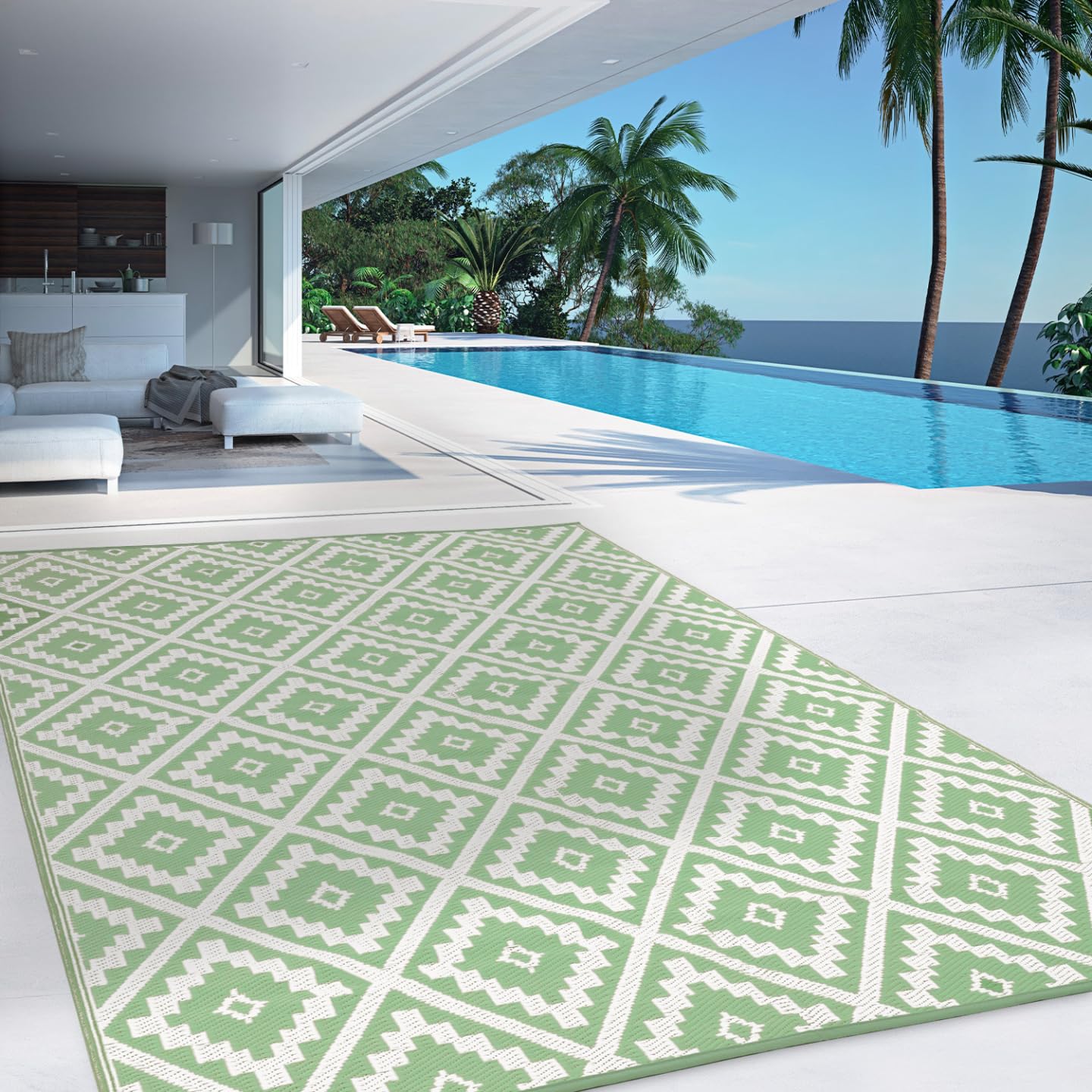 IDMarket - Tappeto esterno Bahamas verde salvia 180 x 280 cm