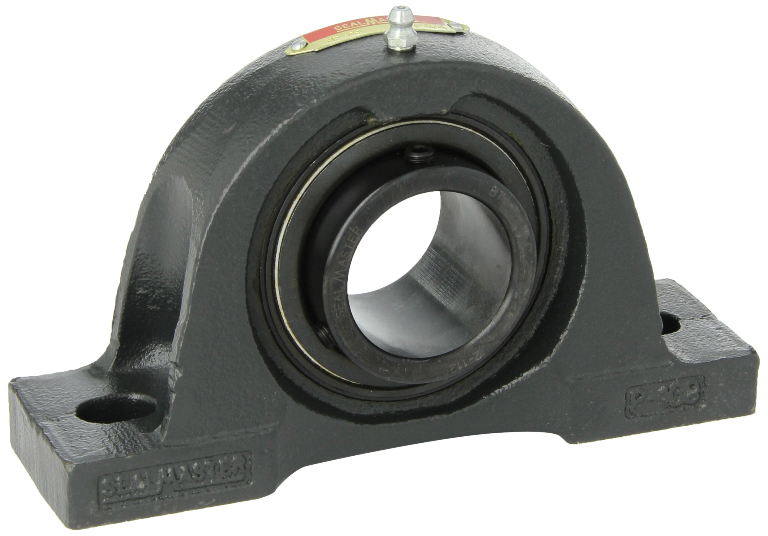 Sealmaster NP-28 Pillow Block Ball Bearing, Non-Expansion Type, Normal-Duty, Regreasable, Setscrew Locking Collar, Felt Seals, Cast Iron Housing, 1-3/4