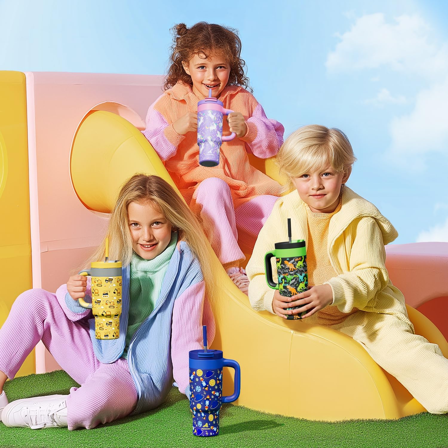 24 oz Metal Tumbler Cup for Girls: Easy Grip Handle, Leak-Proof when Sealed, Easy to Clean, Double Wall Vacuum Cup for Home, School, Daycare, Party, Picnic, Hiking, Travel, Gift (Strawberry Pop) - Image 8