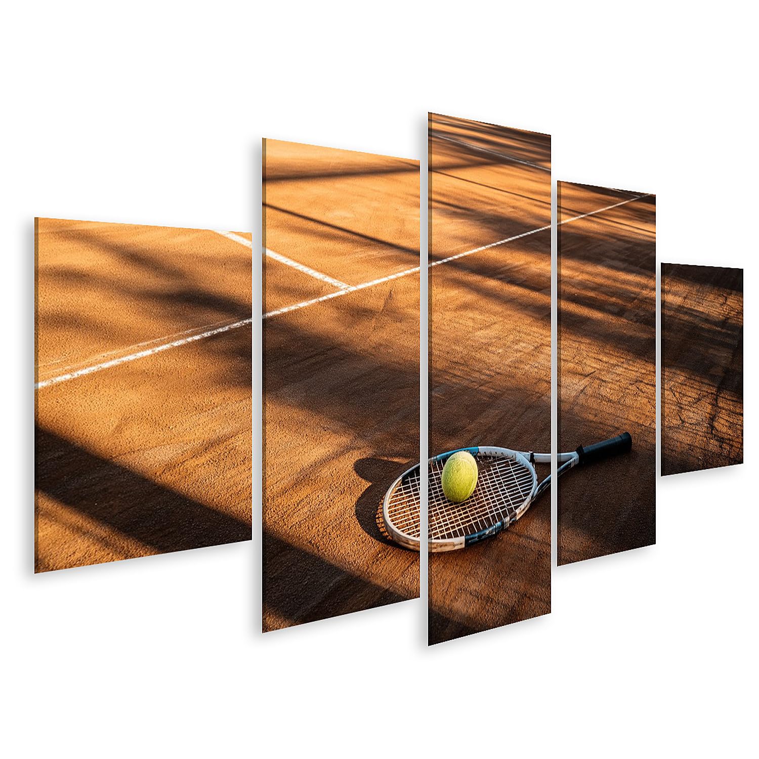 islandburner Quadro su tela, motivo drammatico di tennis, per soggiorno, per gli appassionati di sport, 5 pezzi