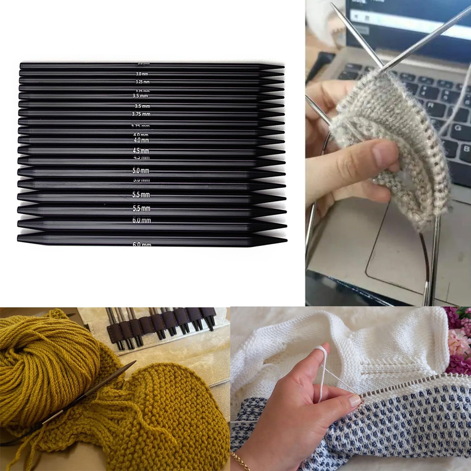 9 Paar Aluminium Rundstricknadeln mit Reißverschlussetui, austauschbare Aluminium Stricknadeln, 3, 0 mm–6, 0 mm Häkelnadel
