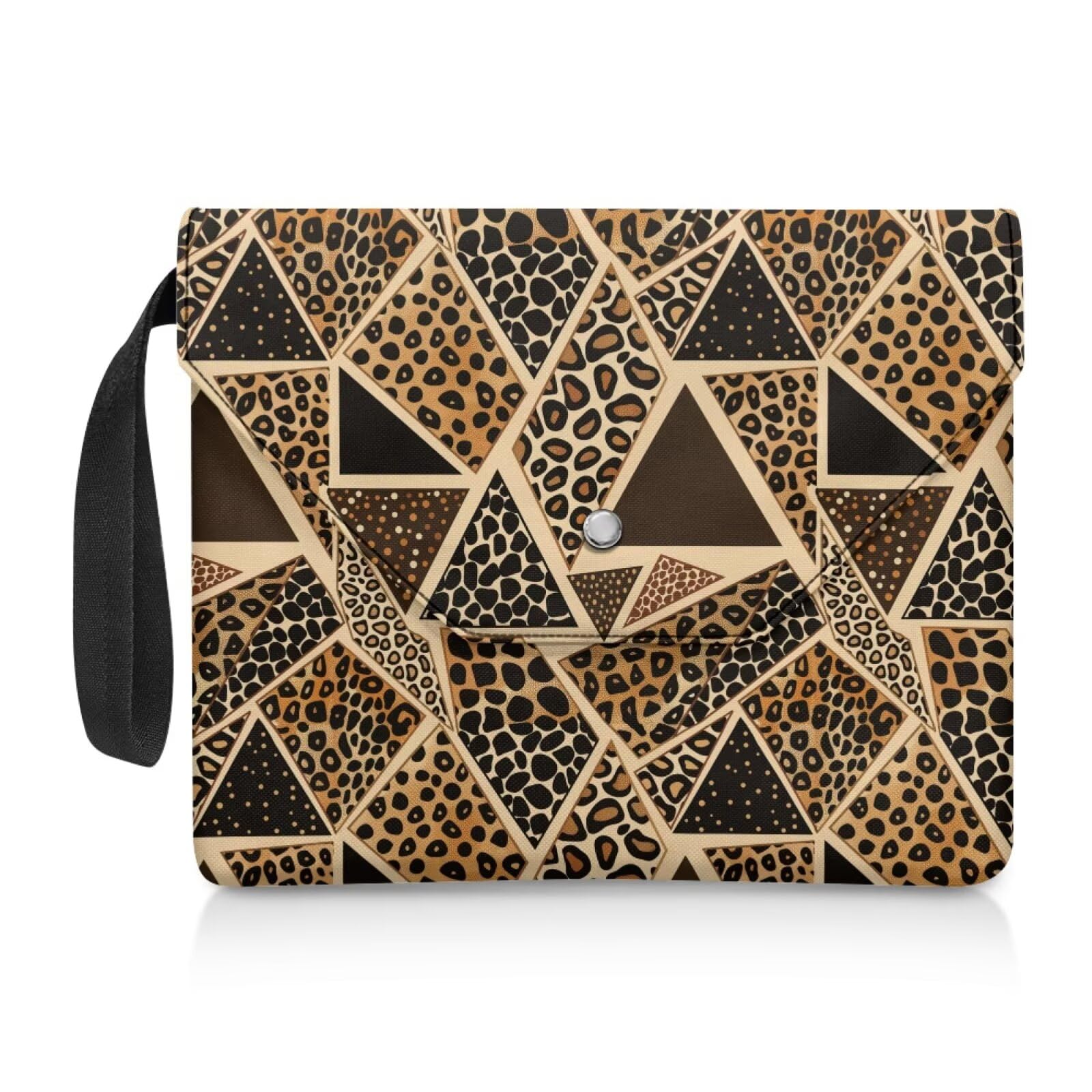 ZIATUBLES Book Cover Book Sleeve Protector Pouch for Paperback Hardcover Leopard Geometric Print Portable Book Carrying Case with Button Stationery Organizer
