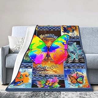Manta colorida de mariposas, manta floral, súper suave, cálida, acogedora, manta de felpa con patrón de mariposas para Halloween, Navidad, adolescentes, niños, niñas, mejores amigos, cumpleaños (80 x