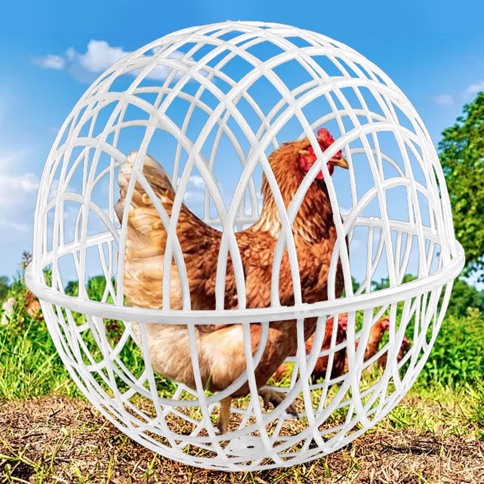 3 Pieces Movable Chicken Coop Ball, Rolling Chicken Coop Balls, Safe Walking Net, Poultry Care Supplies, Orb Ball Cage for Pigeons, Rabbits, Ducks, Vegetable Protection — view 3