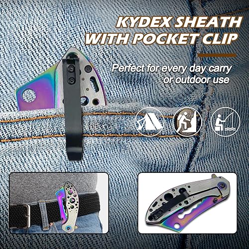 Miniatura 6 de AULAKNIV Cuchillo de bolsillo plegable con clip, hoja estilo navaja EDC táctico para campamento para hombres para exteriores, senderismo,