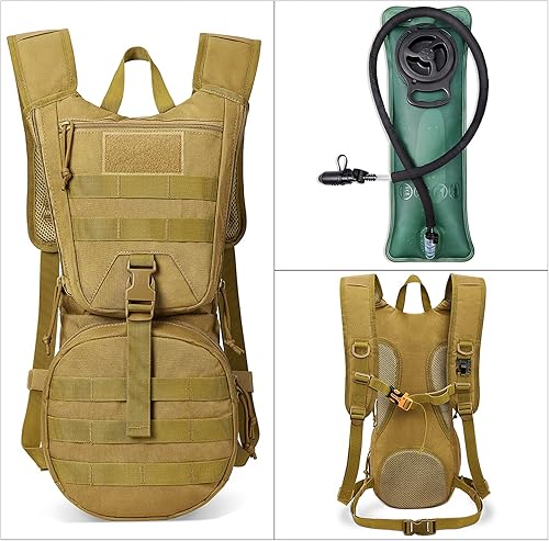 Miniatura 7 de G4Free Mochila de hidratación táctica militar con vejiga mejorada de 3L para senderismo, correr, ciclismo