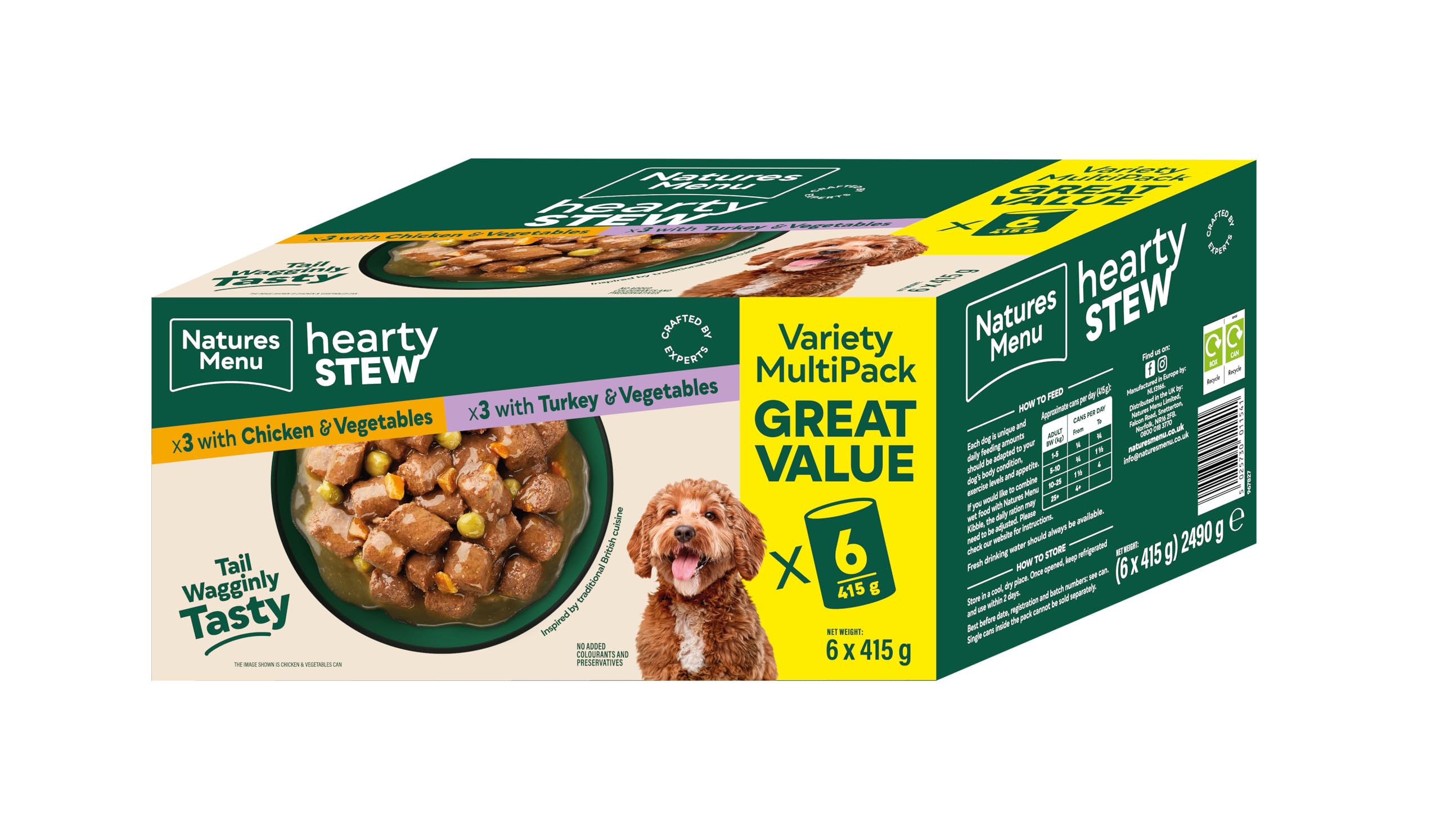 Natures Menu Hearty Stew Wet Dog Food - Chicken And Turkey Multipack 6X415g Cans - 13140173  