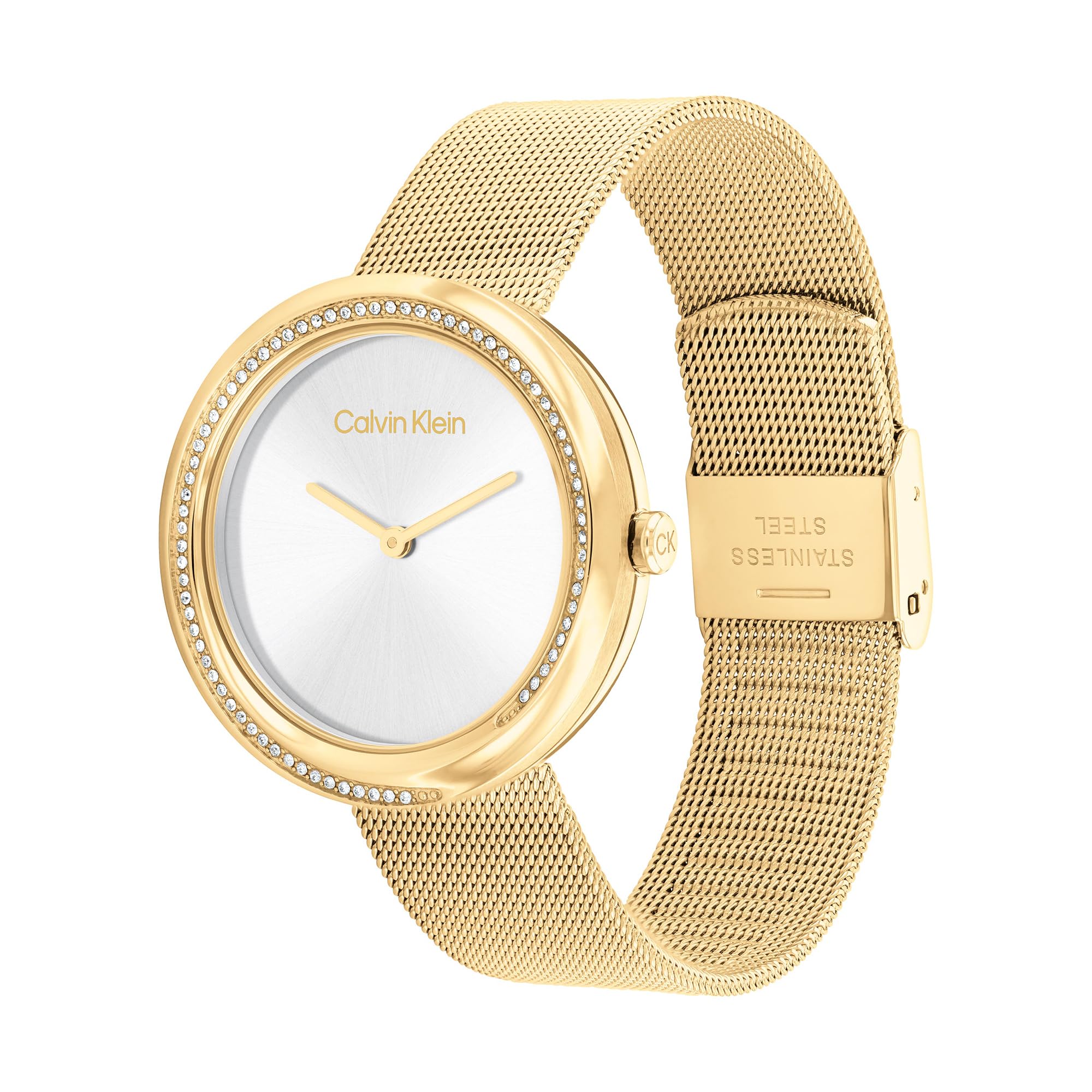 Calvin Klein Reloj Analógico de Cuarzo para Mujer Colección Twist con Correa de Malla de Acero Inoxidable