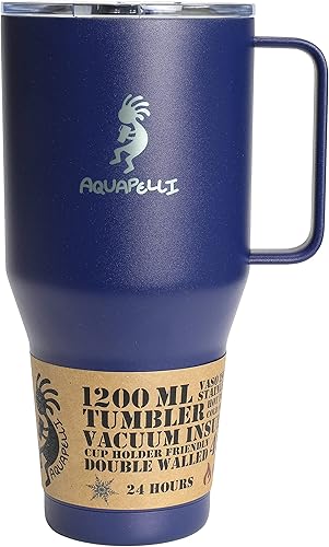 Miniatura 2 de Vaso aislado al vacío con asa, 40 onzas, azul Blueprint