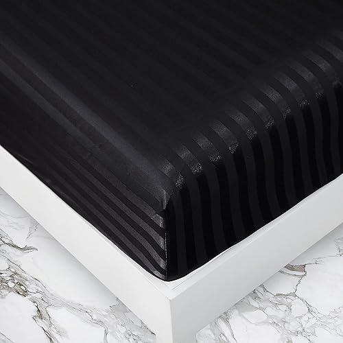 Miniatura 7 de Sisher Edredón King de 5 piezas, juego de ropa de cama de seda a rayas para hombre y mujer, cama negra rica de lujo en una bolsa King (1 edredón, 2