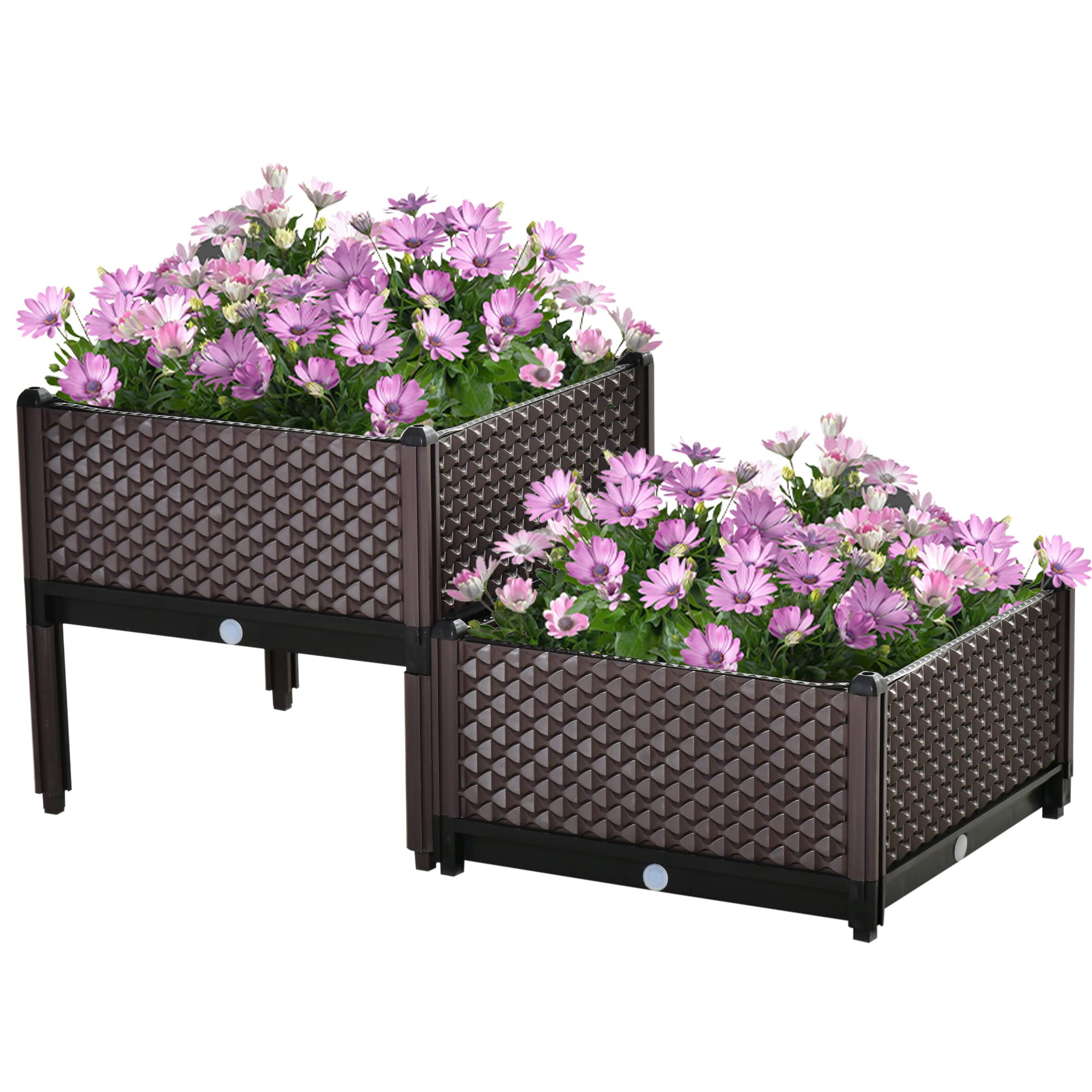 Outsunny 2-Piece Raised Garden Bed Planter Box For FlowersVegetablesHerbs from B&Q
