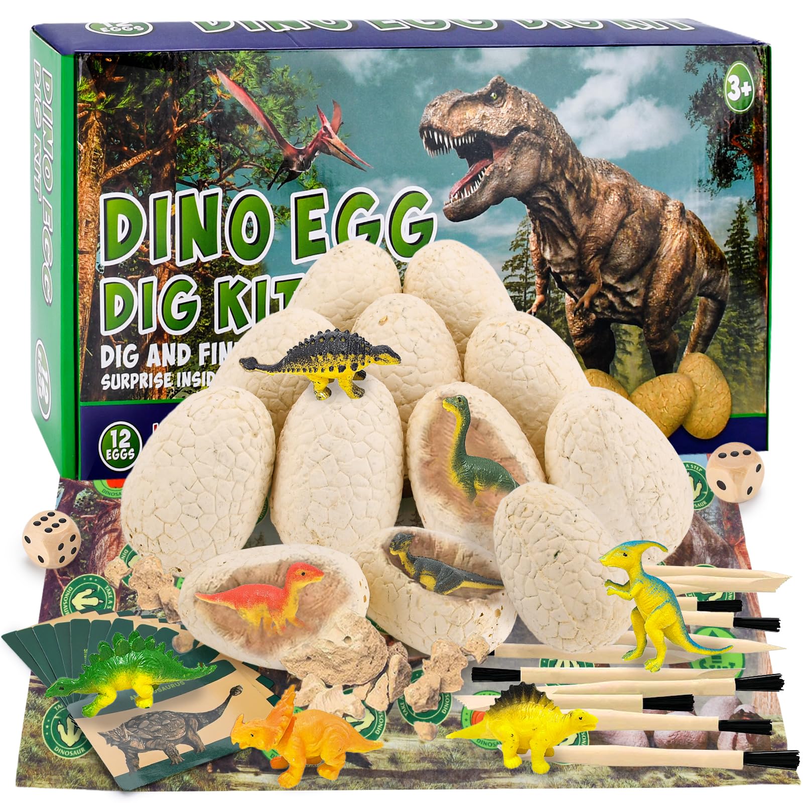 Jajka Dinozaurów Do Wykopania, 12 Sztuk, Dinozaur Zabawka dla dzieci 4 5, 6, 7, 8, 9, 10 lat, Rekwizyty Na Urodziny, Boże Narodzenie, Prezent Dinozaurowy