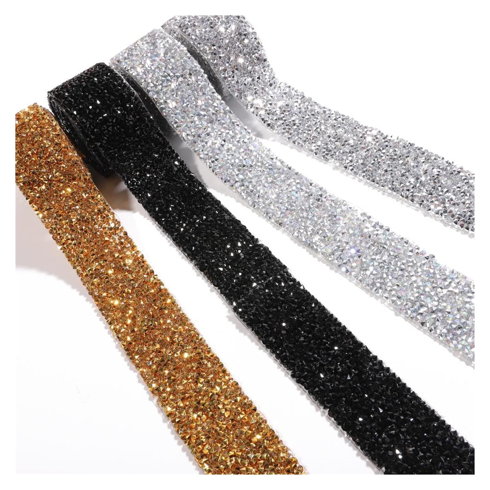 ACiyD Mehrzweck 3 Yards Nähborte Kristallmotiv Strassband Applikatorband mit Strasssteinen Aufbügelapplikationen für Kleider zum Basteln von Geschenkverpackungen (Color : 2cm Silver) (3cm Silver)
