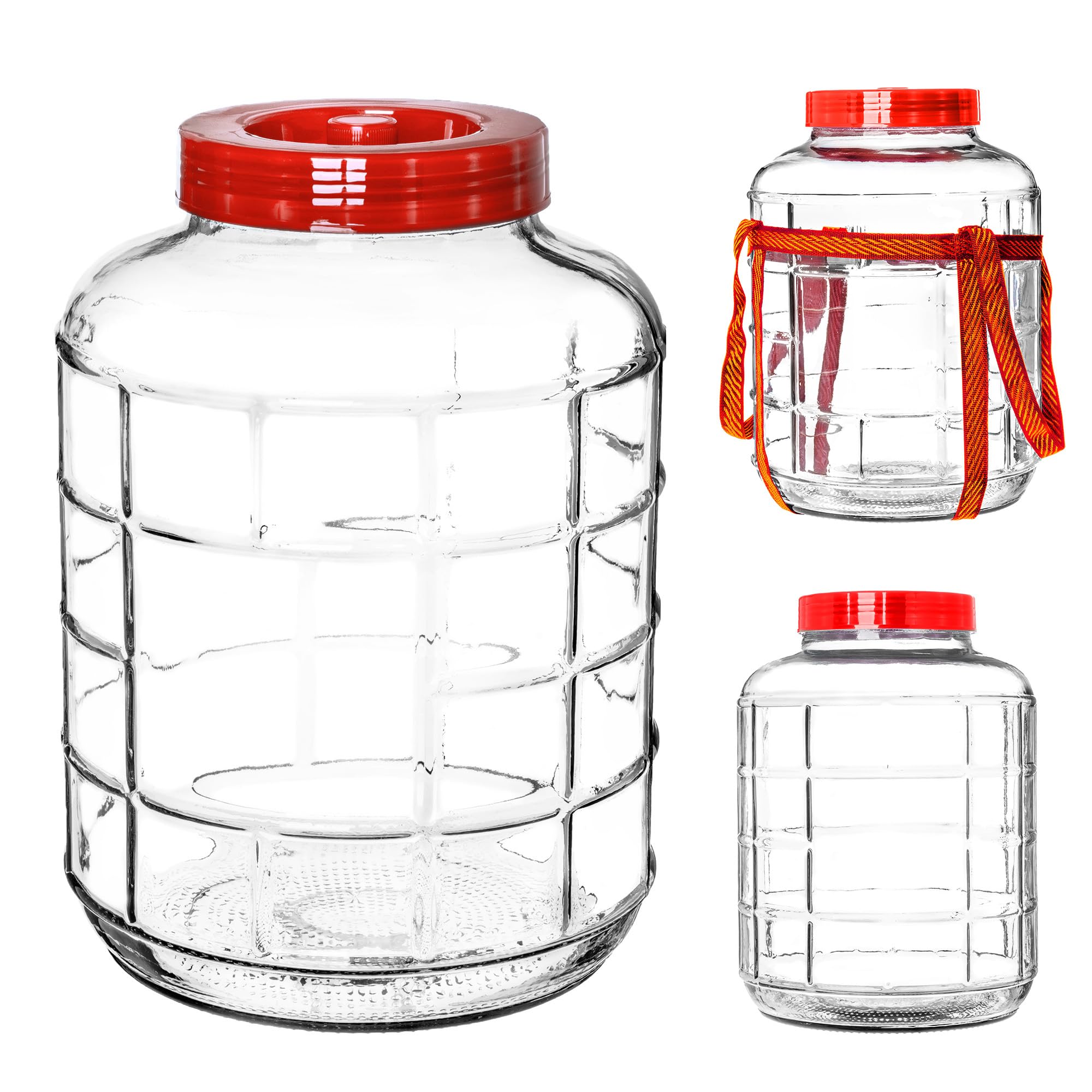 KADAX Pallone di Fermentazione in Vetro con Cochio in Plastica, Bicchiere da Stoccaggio Universale per Cetriolo (8L)