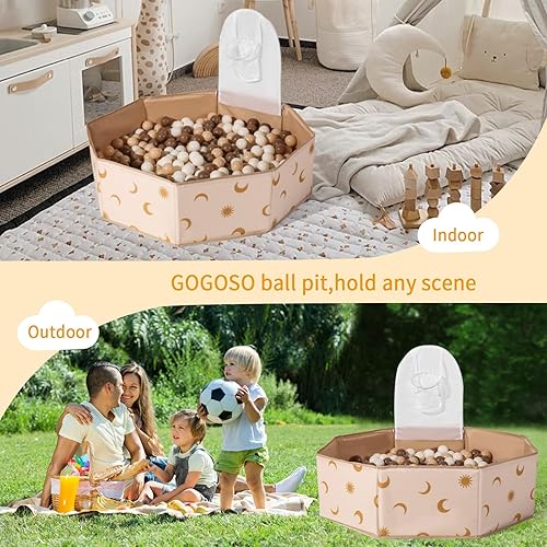 Miniatura 5 de GOGOSO Piscina de bolas Oxford de doble capa para niños, con aro de baceto y bolsa de almacenamiento para niños, perros y gatos, construcción