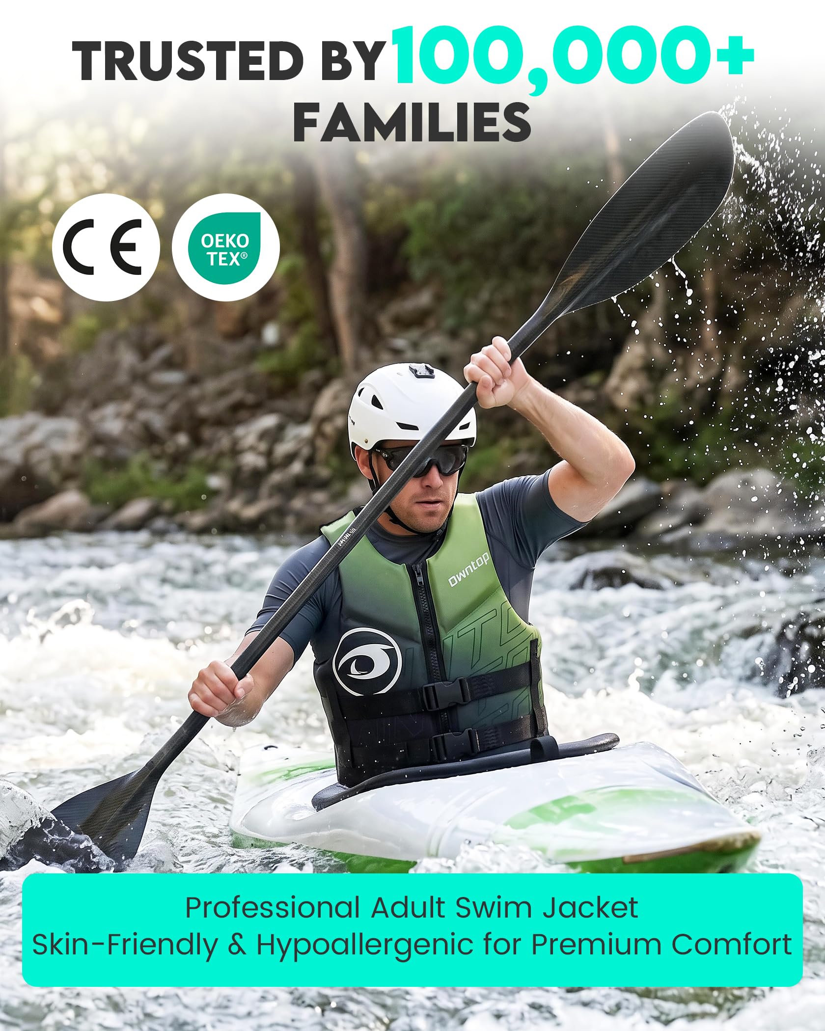 Owntop Chaleco de Ayuda a la Flotabilidad para Adultos Neopreno Plegable Ligero Doble Hebilla Kayak Paddle Pesca