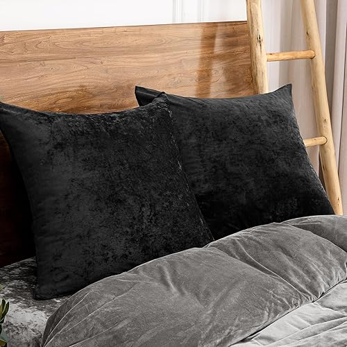 Miniatura 2 de PHF Juego de 2 fundas de almohada Truly Velvet tamaño estándar, sin relleno, paquete de 2 fundas de almohada ultrasuaves y transpirables con cierre