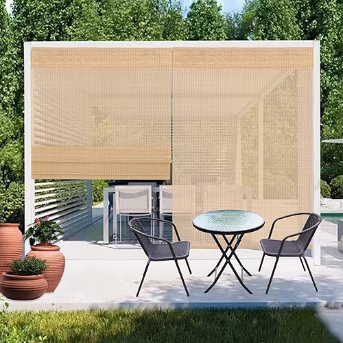 Chaudix Persiana romana de bambú opaca para exteriores, ideal para interiores y exteriores, con forro para patio, cocina, baño, balcón, pérgola