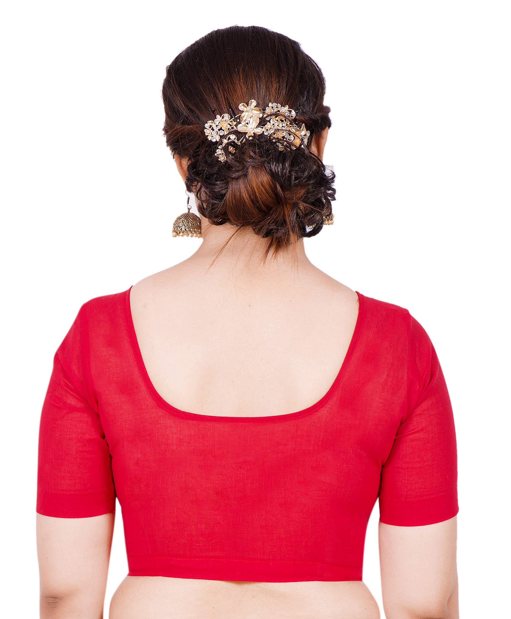 athreya Red 2by2 Blouse: U Neck Front & Back, Front Open With Hook Eye Option, Stitched Without Lining & Padding - Unique Design for Stylish Women-picture-26
