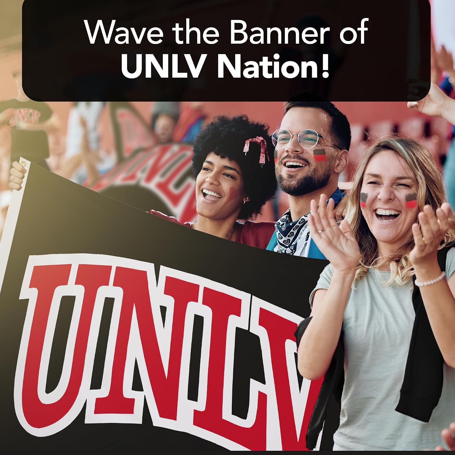 UNLV Rebels College Sports Printed Flag - NCAA Licensed - Nylon - School Banner (Black, Red, White) (5' x 8')