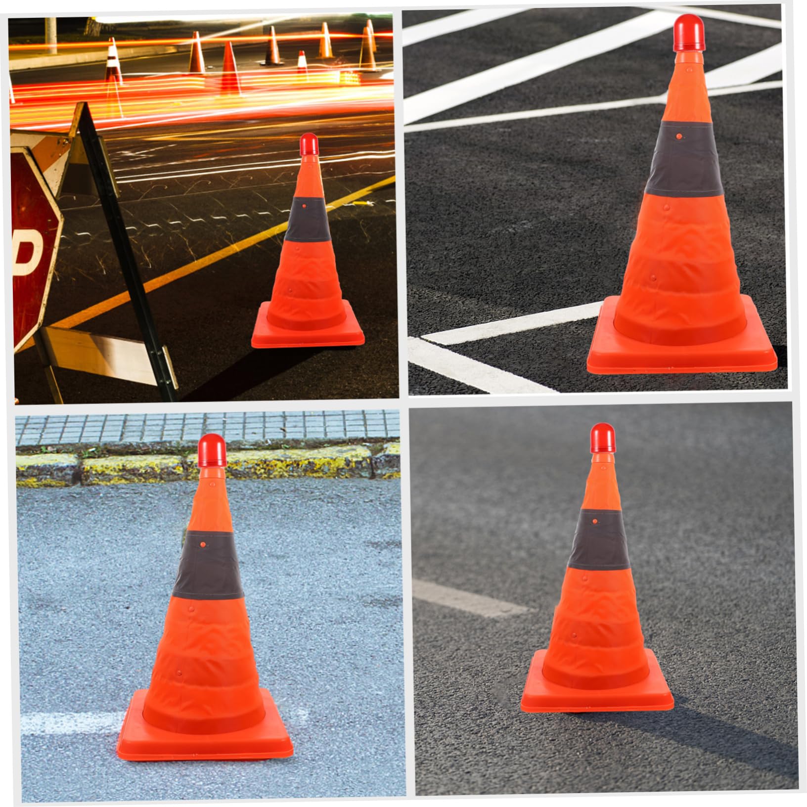 FUNOMOCYA Collapsible Traffic Safety Cone Reflective Safety Cones 45cm Led for Driving Practice