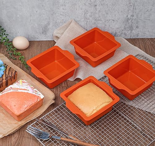 Miniatura 4 de Webake Moldes cuadrados de silicona de 4 pulgadas, moldes de silicona cuadrados antiadherentes para hornear, cubitos de hielo, gelatina, jabón, sin