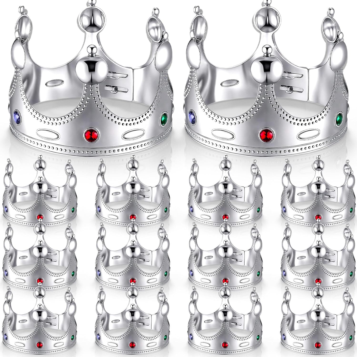 Quelay 12 Pcs King Crown Gold Adjustable Royal Prince Jeweled Crown Medieval for Party Birthday Royal Costume Fun Cosplay