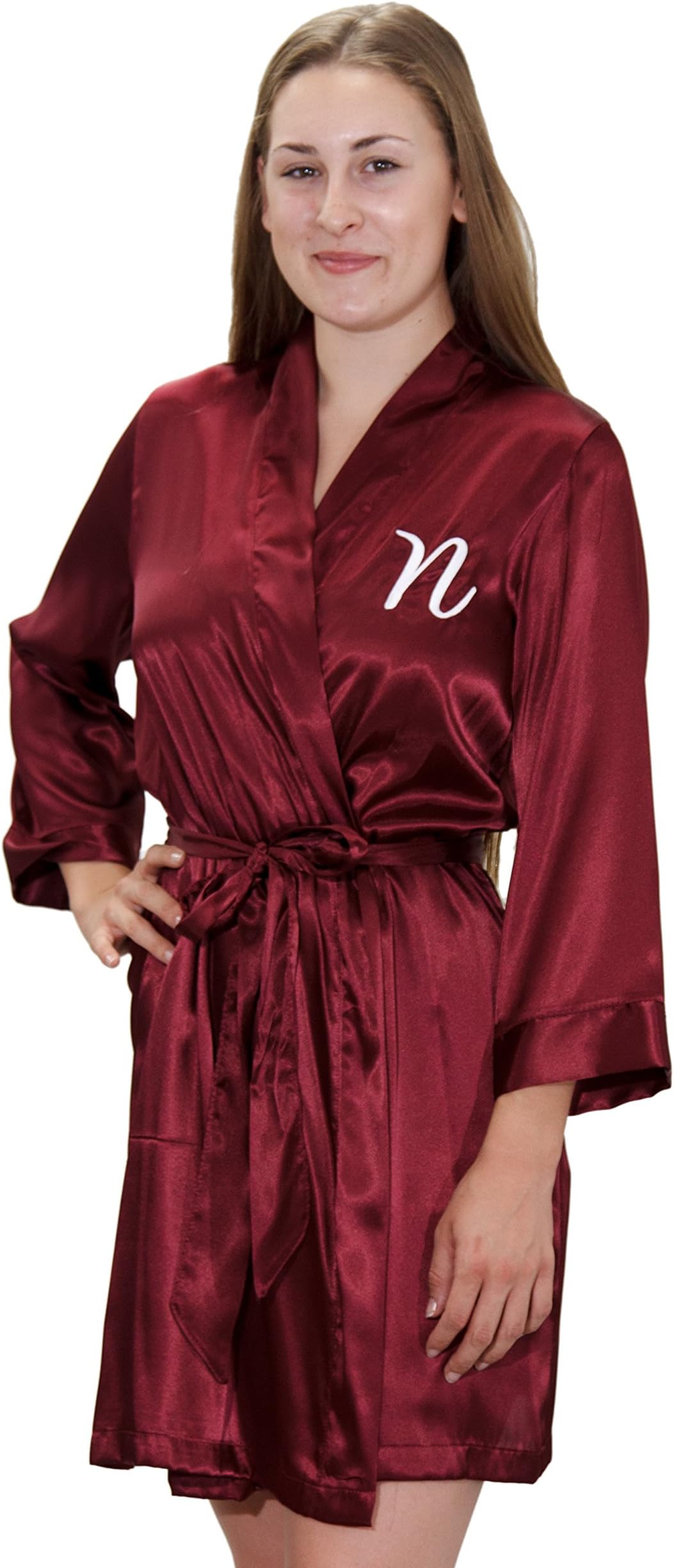 Custom Embroidered Bride and Bridesmaid Robe Satin Silk Kimono for Weddings and Bridal Shower Gifts (Names, Titles, etc)