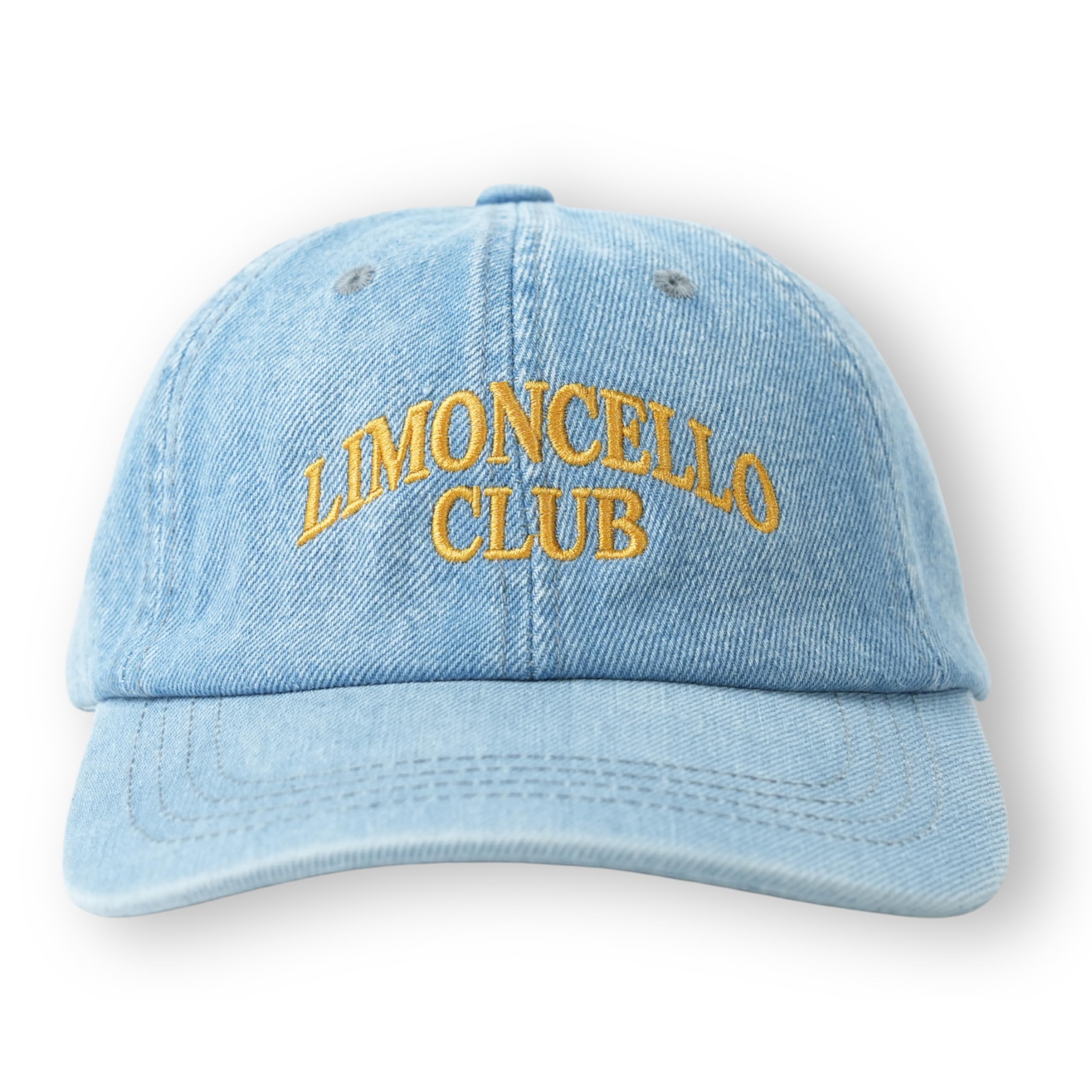 PHITALO Limoncello Club | Basecap Unisex | Denim Baseball Kappe Hellblau im Vintage-Look | Retro Jeans-Cap mit hochwertiger Stickerei | Verstellbare Mütze für Damen & Herren (One Size)