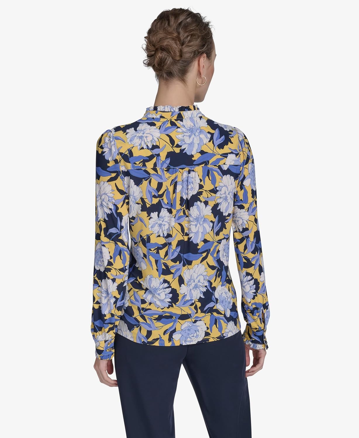 Tommy Hilfiger Womens Long Sleeve Button Up Ruffle Placket Blouse - Image 5