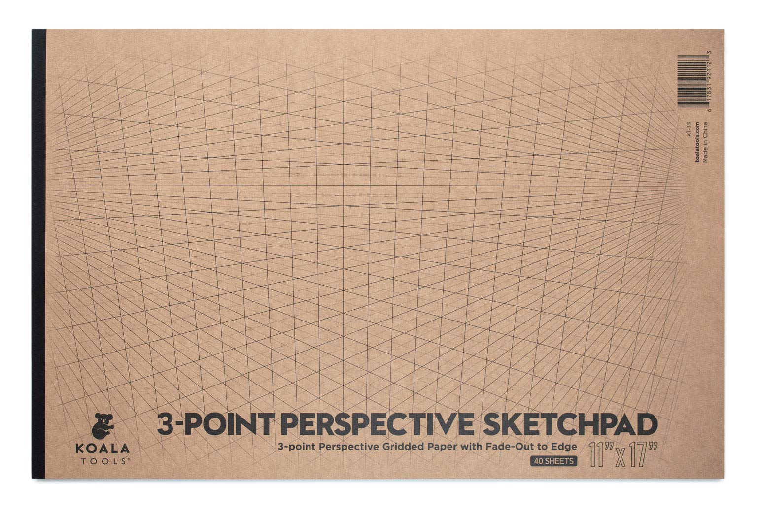 Koala Tools | Drawing Perspective (1 and 2-Point) Large Sketch Pad (3 Point - 11 x 17)