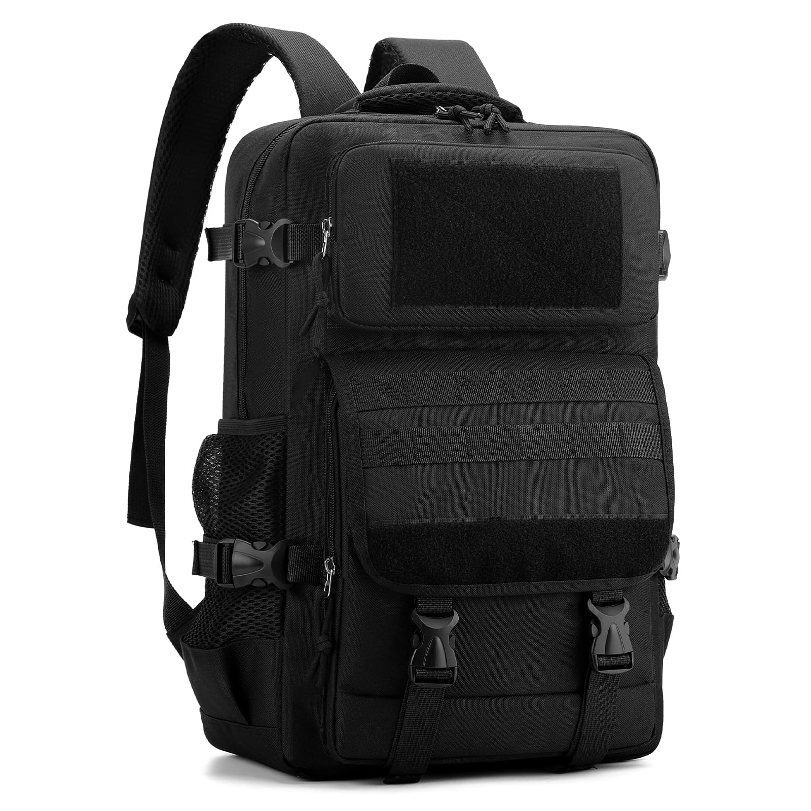 Outplea 25L Hiking Tactical Backpack for Men, Military Rucksack with MOLLE System, Army Assault EDC Daypack for Camping Travel Trekking, Black