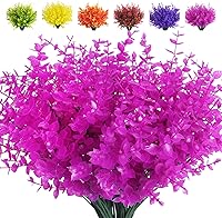 Vista 14 de RECUTMS - 8 ramas de flores artificiales, eucalipto artificial realistas, resiste rayos ultravioleta, para jardín, patio, boda, oficina y casa