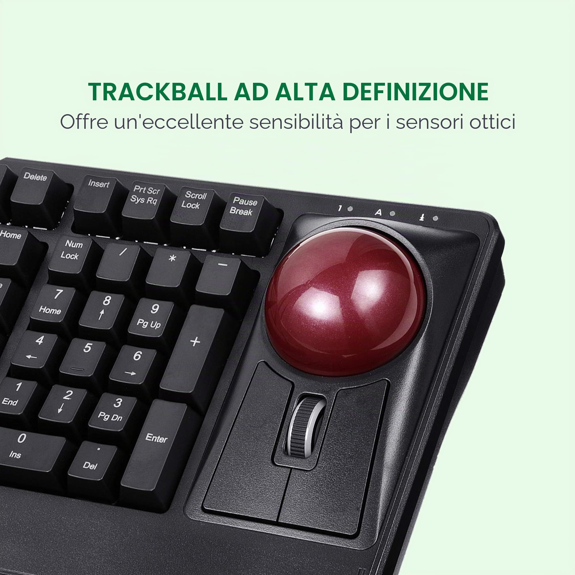 Perixx PERIPRO-304 - Trackball da 55 mm, finitura lucida, compatibile con altri mouse trackball, colore: Rosso