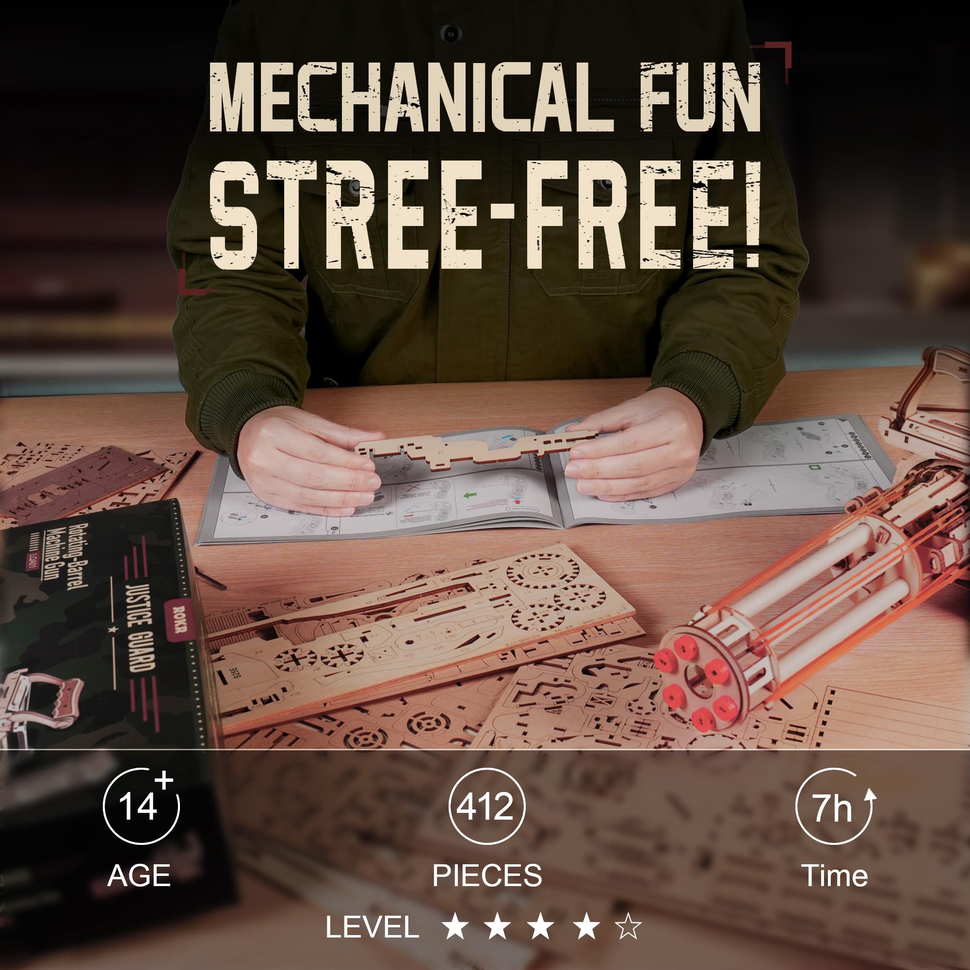 ROKR Zestawy modeli puzzli 3D dla dorosłych do budowy obrotowej beczki maszyny prezenty dla mężczyzn dla niego LQA01