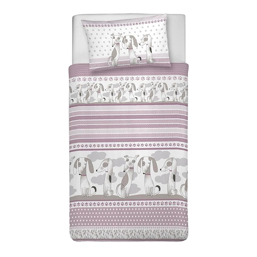 PENSIERI DELICATI Parure Copripiumino Singolo 100% Cotone, Completo di Sacco 155x200cm e 1 Federa 52x82cm, Made in Italy, Copripiumino Lavabile In Lavatrice A 40°, Fantasia Baubau Rosa