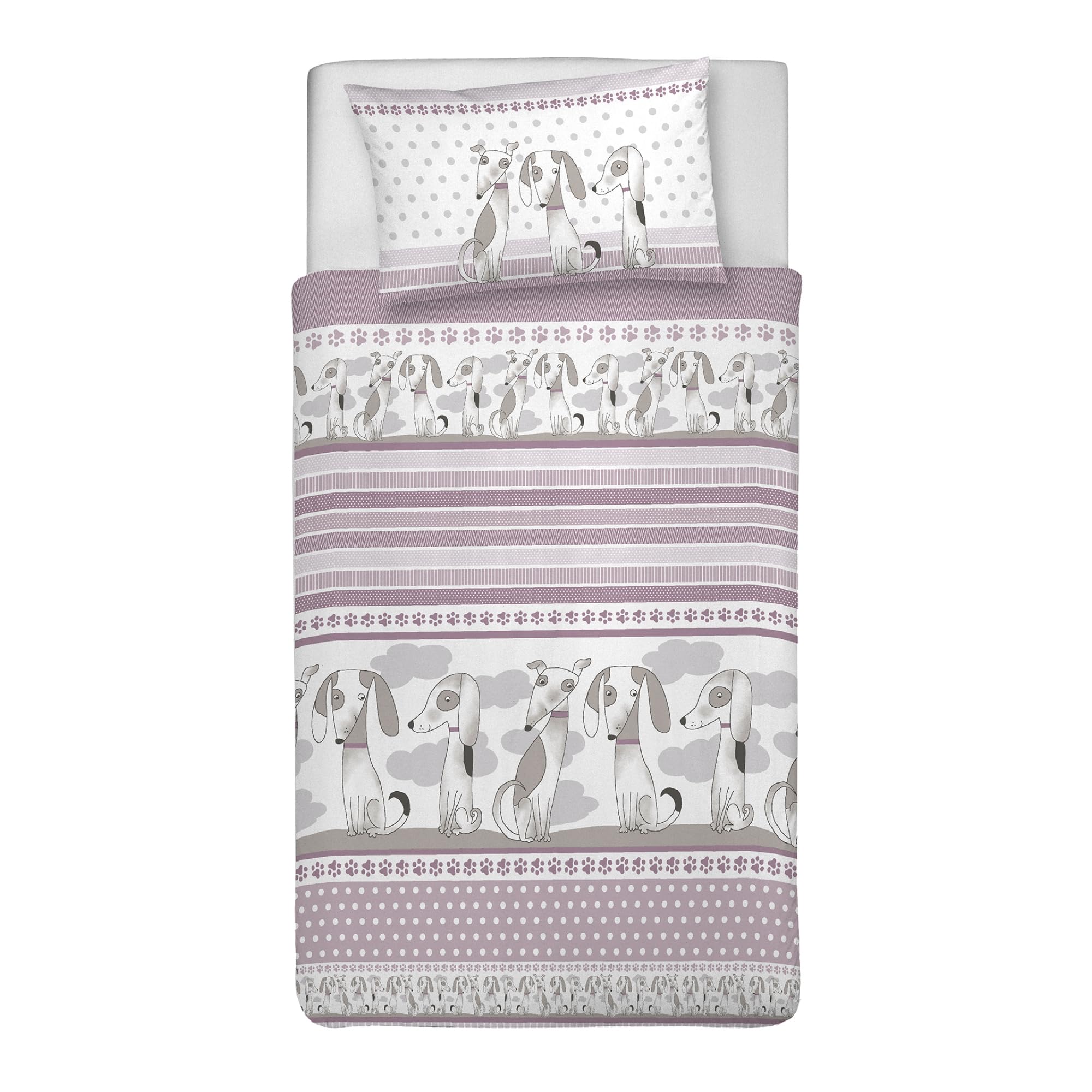 Parure housse de couette 155x200 coton avec taie d'oreiller lit 1 place imprimé rose