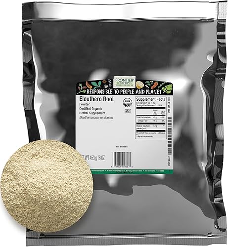 Frontier Co-op Polvo de raíz Eleuthero, certificado orgánico, Kosher  Bolsa a granel de 1 libra  Eleutherococcus senticosus (Rupr. ex Maxim.) Maxim.