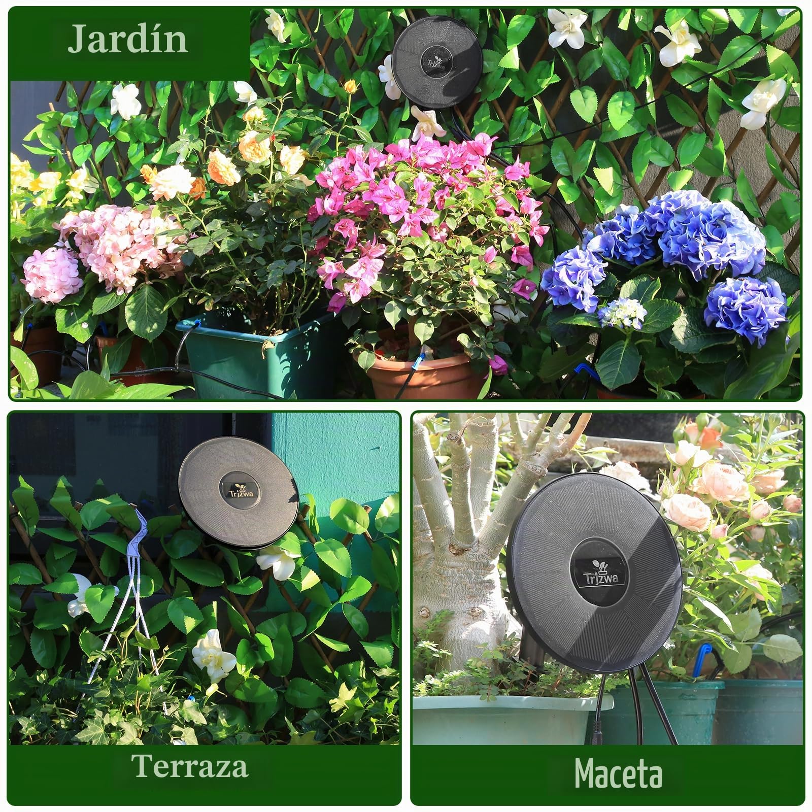 Sistema de Riego Solar para Jardín,2024 Nuevo Kit Riego por Goteo con Monitoreo del Nivel del Agua,Riego por Goteo Automatico con 15 Micro Cabezales de Goteo para Vacacione/Terrazas de Balcones