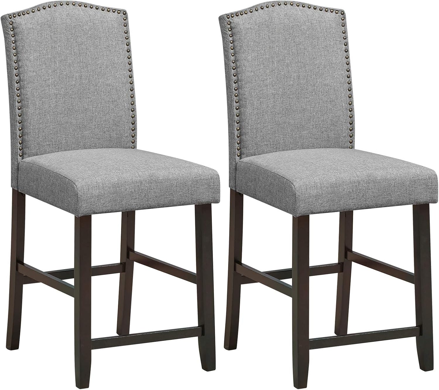 COSTWAY Bar Stools Set of 2, Upholstered Counter Height Bar Stools with