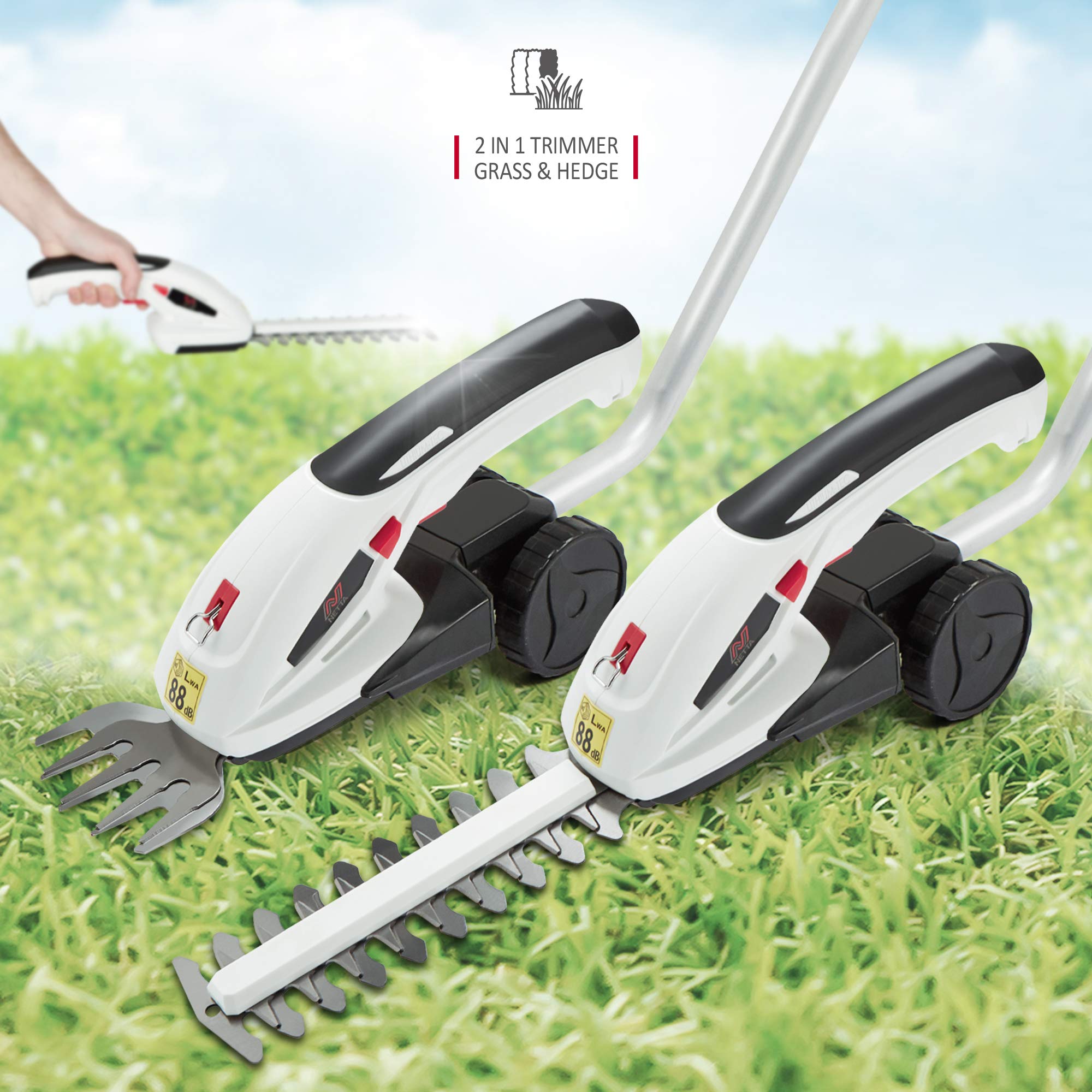 Buy NETTA 7.2V Cordless 2 in 1 LithiumIon Grass and Hedge Trimmer
