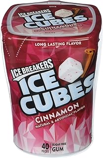 Ice Cubes Sugar Free Gum, Cinnamon 40 count Pack of 4