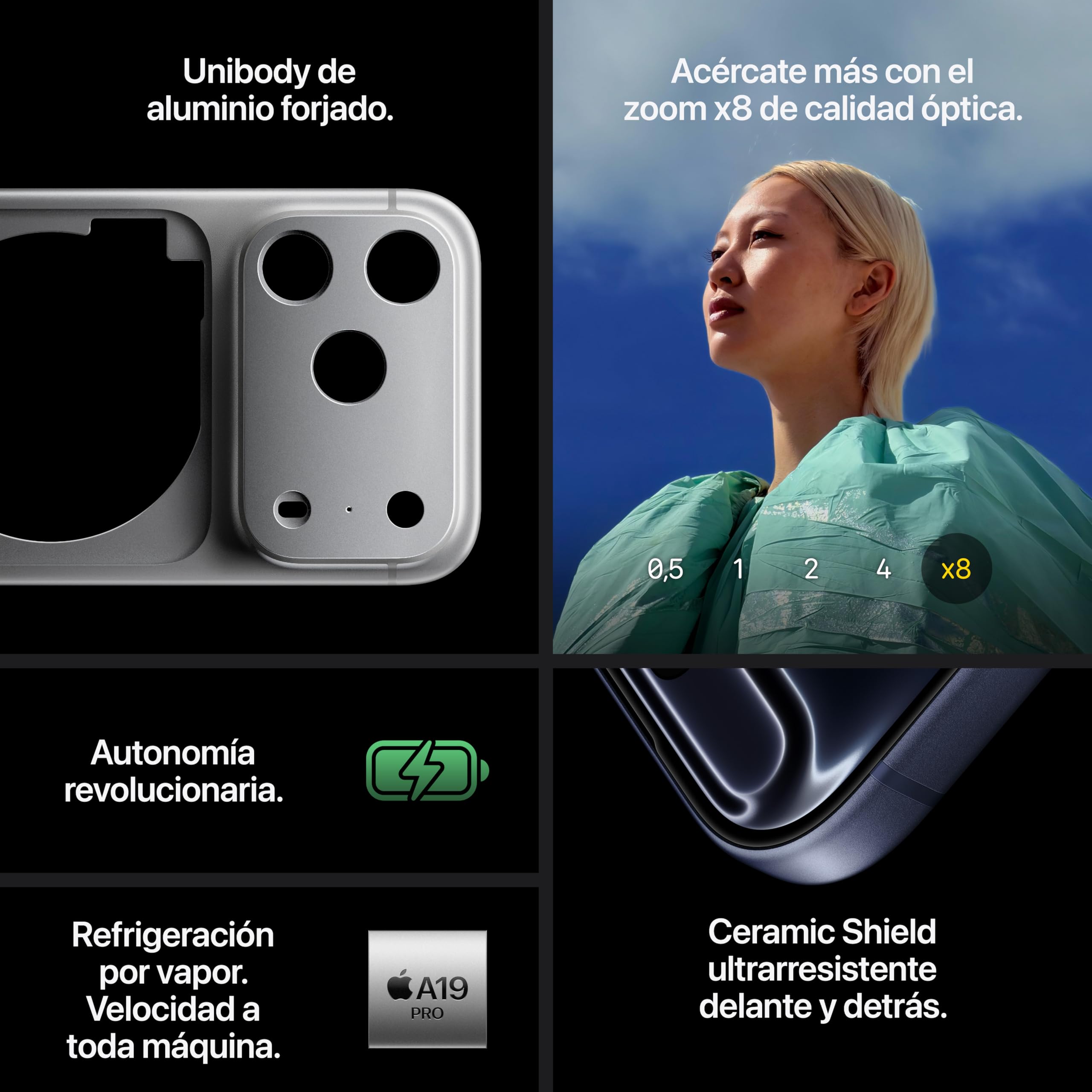 Apple iPhone 17 Pro de 256 GB: Pantalla de 6,3 Pulgadas con Promotion hasta 120 Hz, Chip A19 Pro, autonomía revolucionaria, Sistema de cámaras Pro Fusion con cámara Frontal Center Stage; Plata