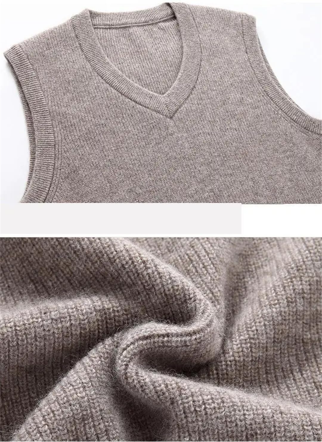 Chaleco de invierno para hombre, de cachemira, grueso, cuello en V, chaleco de punto sin mangas